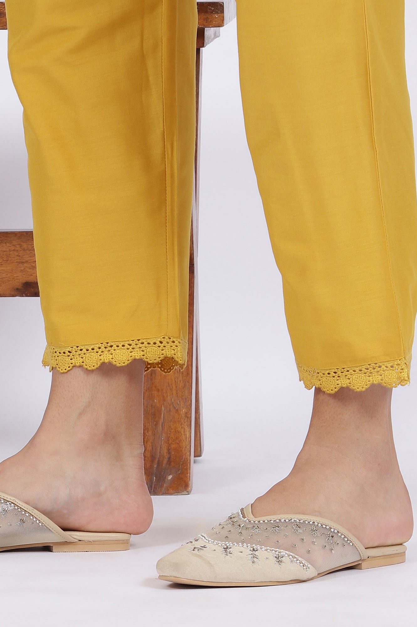 Yellow Floral Printed Chanderi Anarkali Kurta and Pants Set with Dupatta