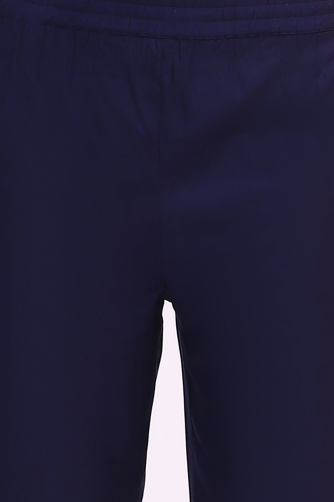 Deep Blue Floral Foil Printed Sleeveless Rayon Anarkali Kurta, Straight Pants and Dupatta Set