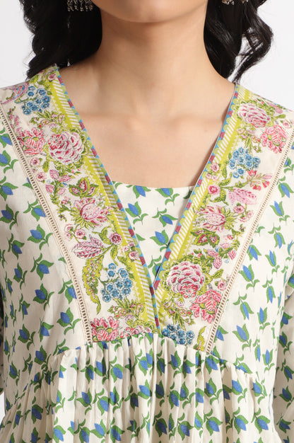 White Lotus Printed Pure Cotton Kurta and Pants Co-ord Set