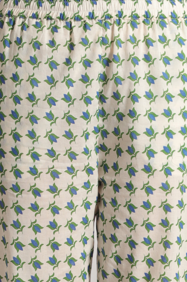 White Lotus Printed Pure Cotton Kurta and Pants Co-ord Set