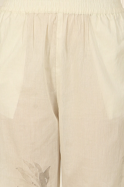 Off-White Floral Printed Organza Shirt Kurta and Pants Co-ord Set