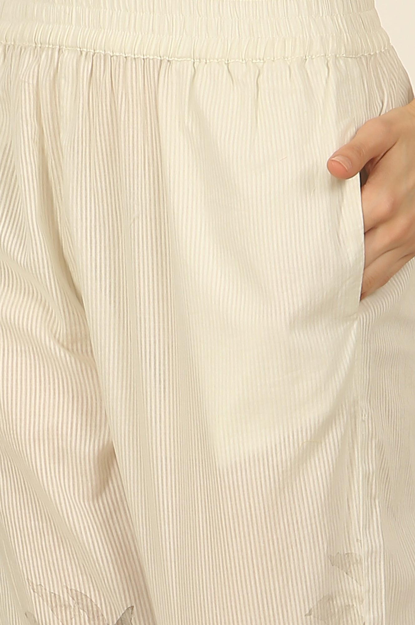 Off-White Floral Printed Organza Shirt Kurta and Pants Co-ord Set