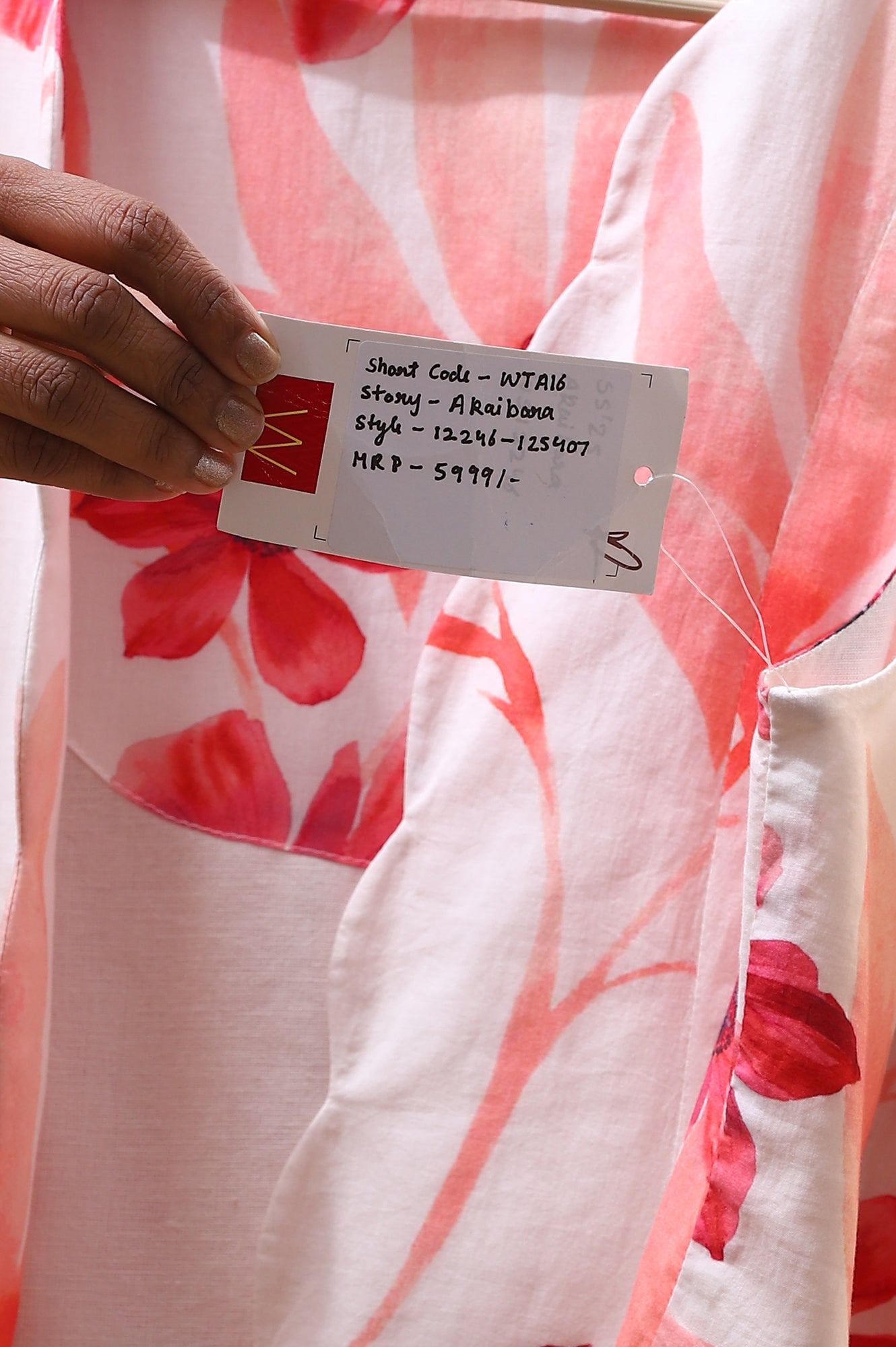 Wite Bold Floral Printed Pure Cotton Crop Top, Gilet and Skirt Set