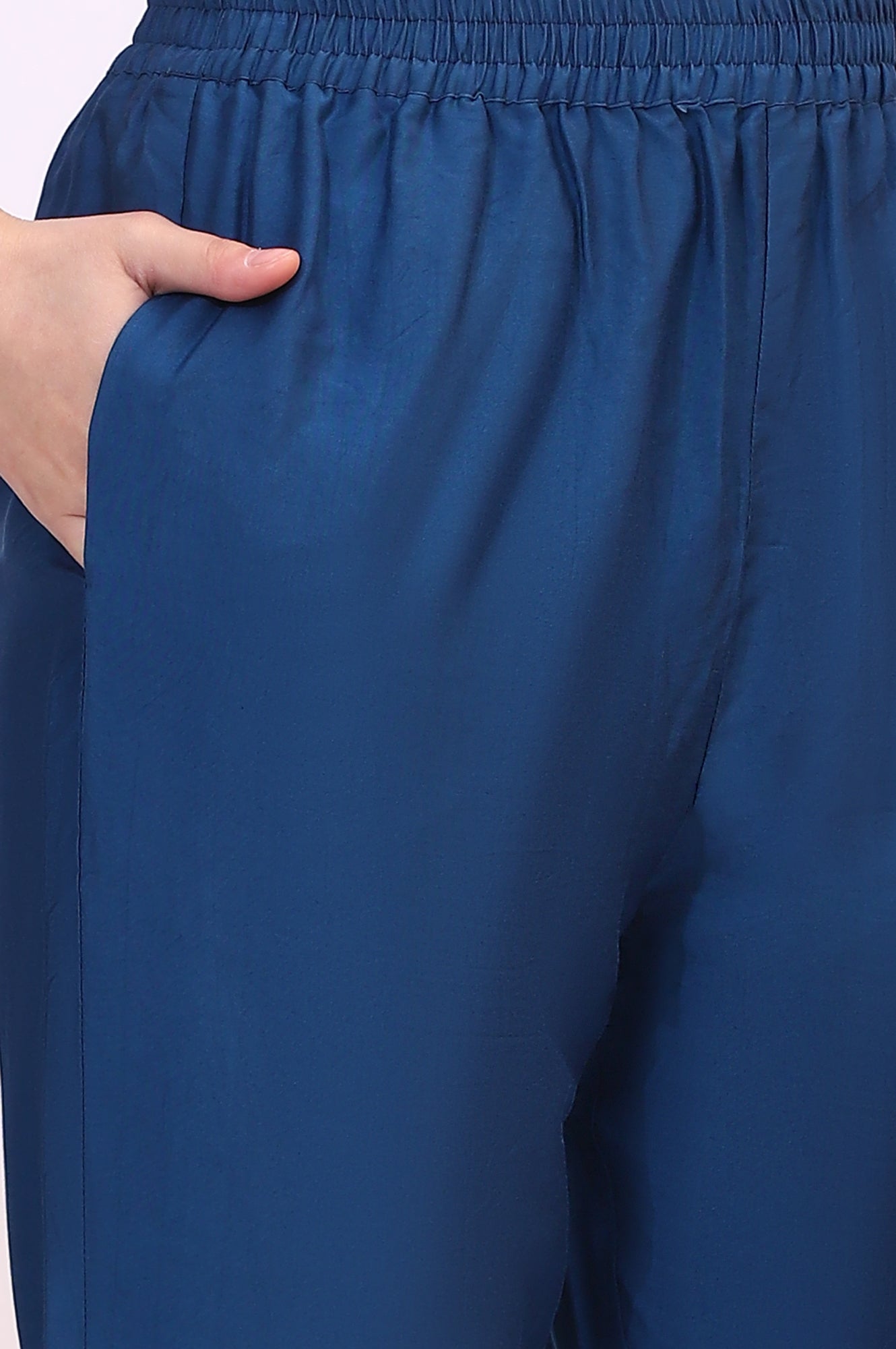 Blue Chintz Floral Printed Chiffon Anarkali Kurta, Straight Pants and Dupatta Set