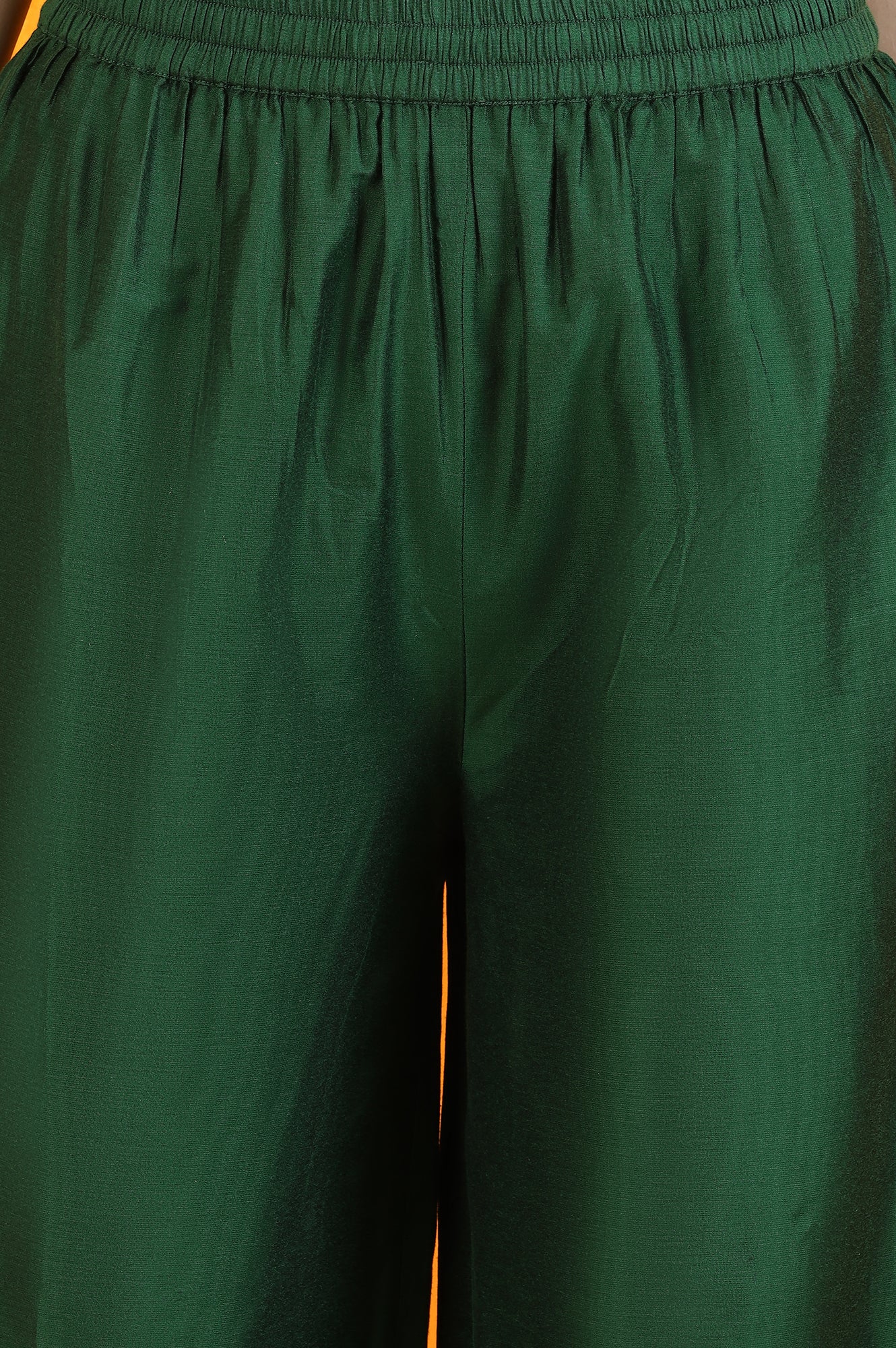 Emerald Green Embroidered Panelled Kurta, Flared Pants and Dupatta Set