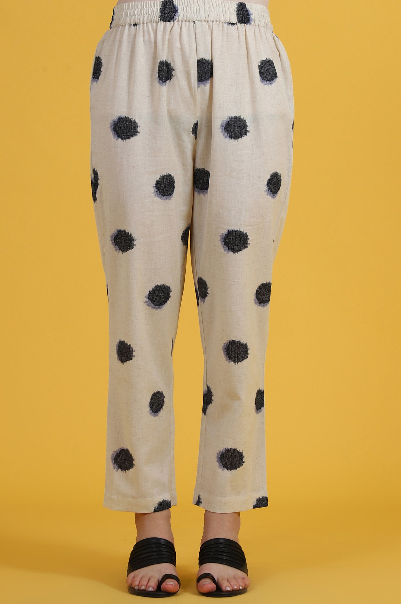 Buy White Polka Dots Cotton Flax A-line Kurta and Pants Co-ord Set