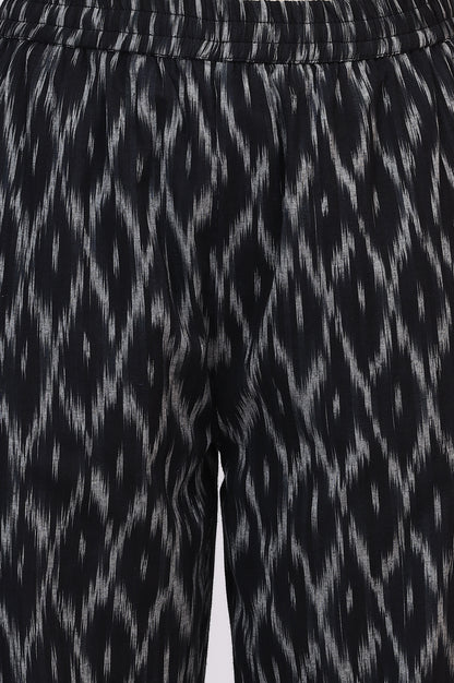 Black Ikkat Pure Cotton Straight Kurta and Pants Co-ord Set