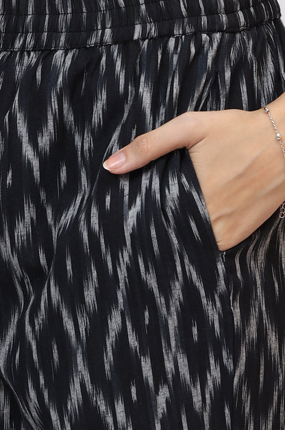 Black Ikkat Pure Cotton Straight Kurta and Pants Co-ord Set