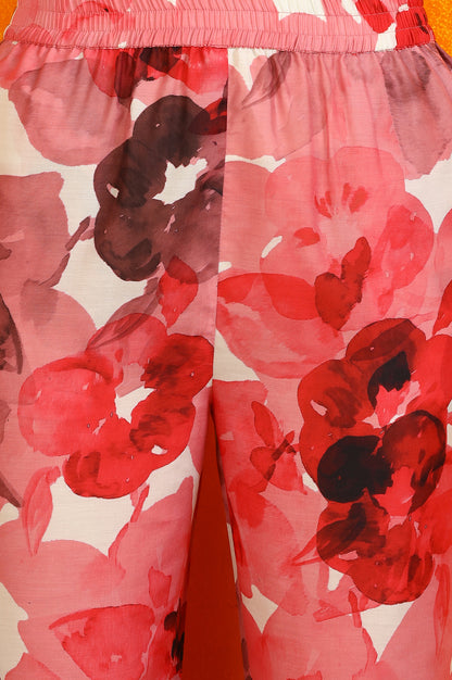 Red Bold Floral Printed Modal A-line Kurta and Pants Co-ord Set