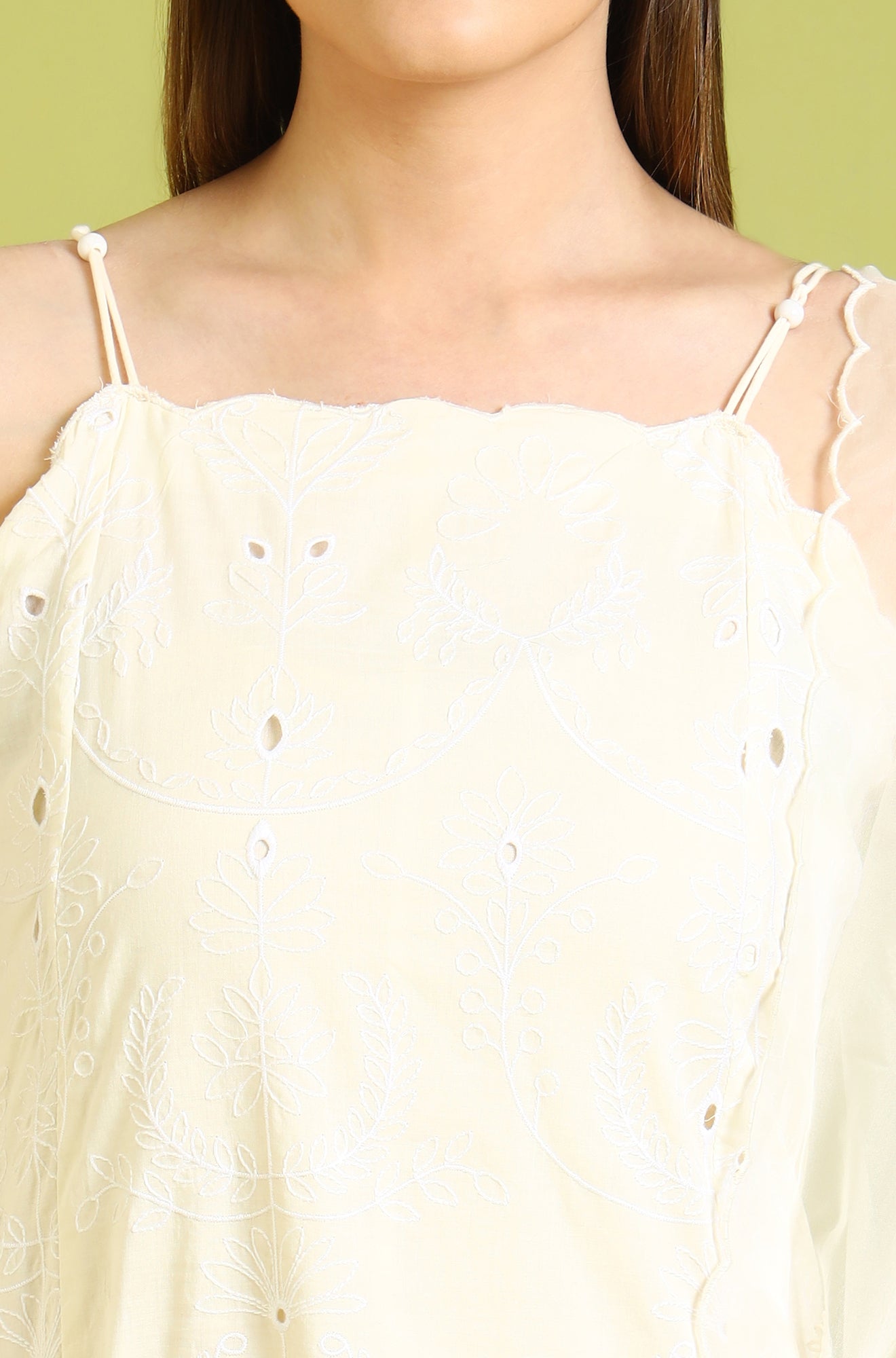 White Embroidered Pure Cotton Straight Spaghetti Kurta and Sharara Set with Dupatta