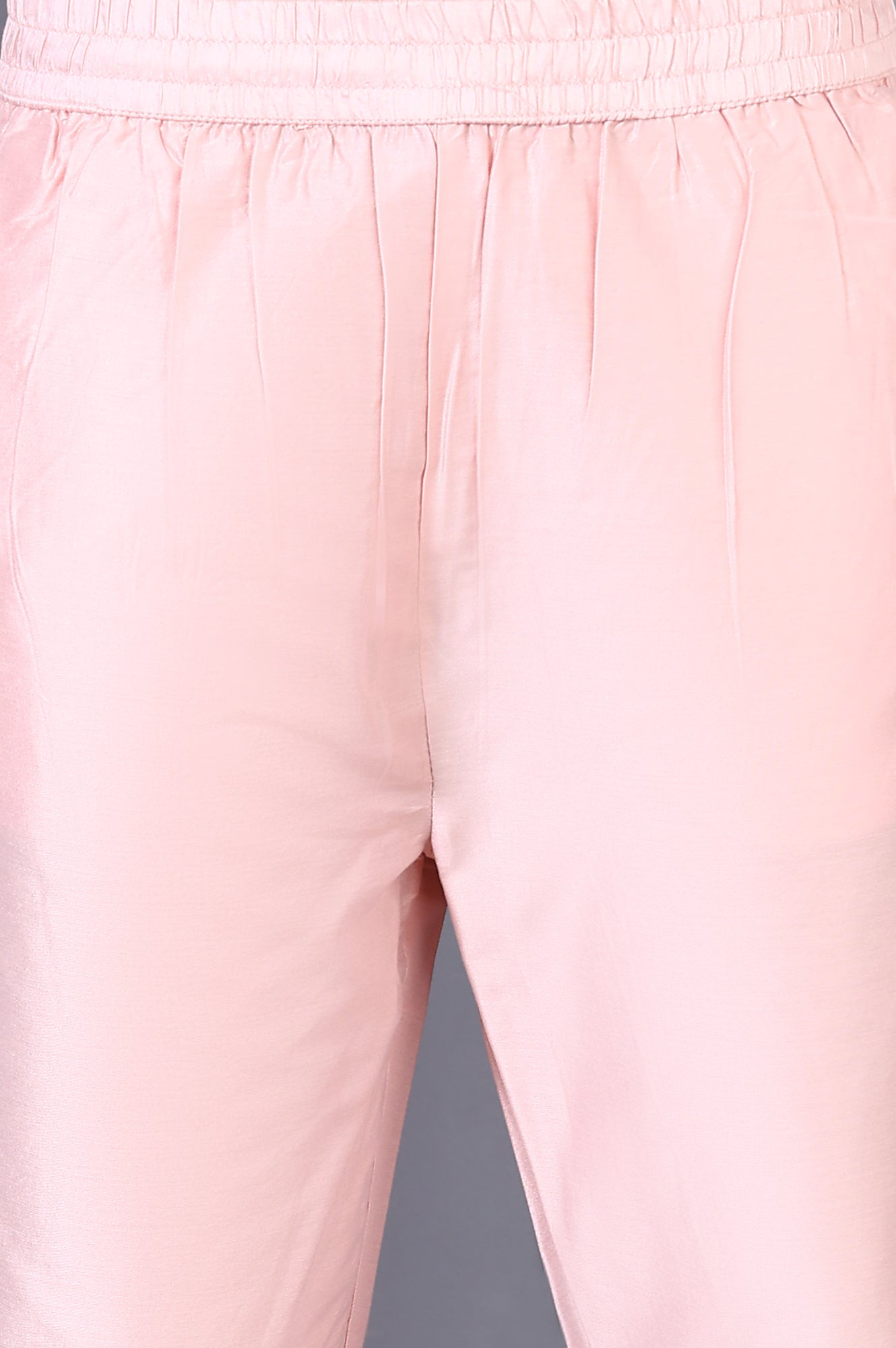 Peach Printed Thread Embroidered A-line Kurta Set