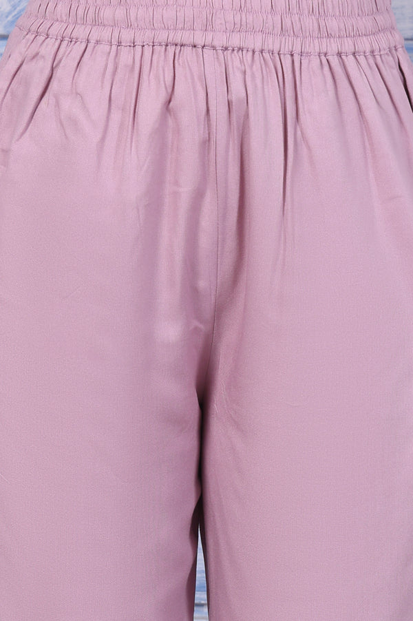 Purple Thread Embroidered Chanderi A-Line Kurta, Straight Pant And Dupatta Set