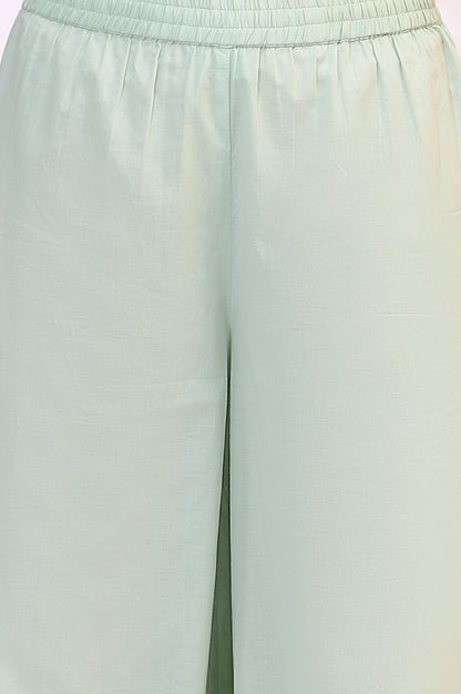 Spring Mint Green Floral Printed Flared Kurta and Flared Pants Set with Dupatta