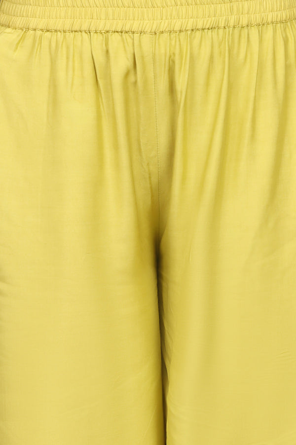 Green Floral Printed Chanderi Spaghetti Straight Kurta, Pants and Dupatta Set