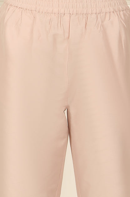 Light Pink Embroidered Organza Kurta, Pants and Dupatta Set