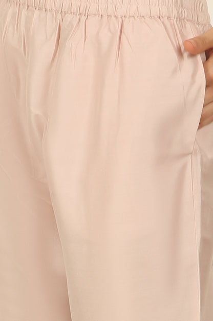 Light Pink Embroidered Organza Kurta, Pants and Dupatta Set