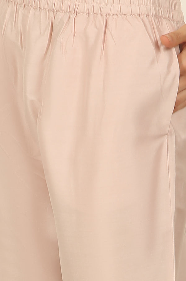 Light Pink Embroidered Organza Kurta, Pants and Dupatta Set