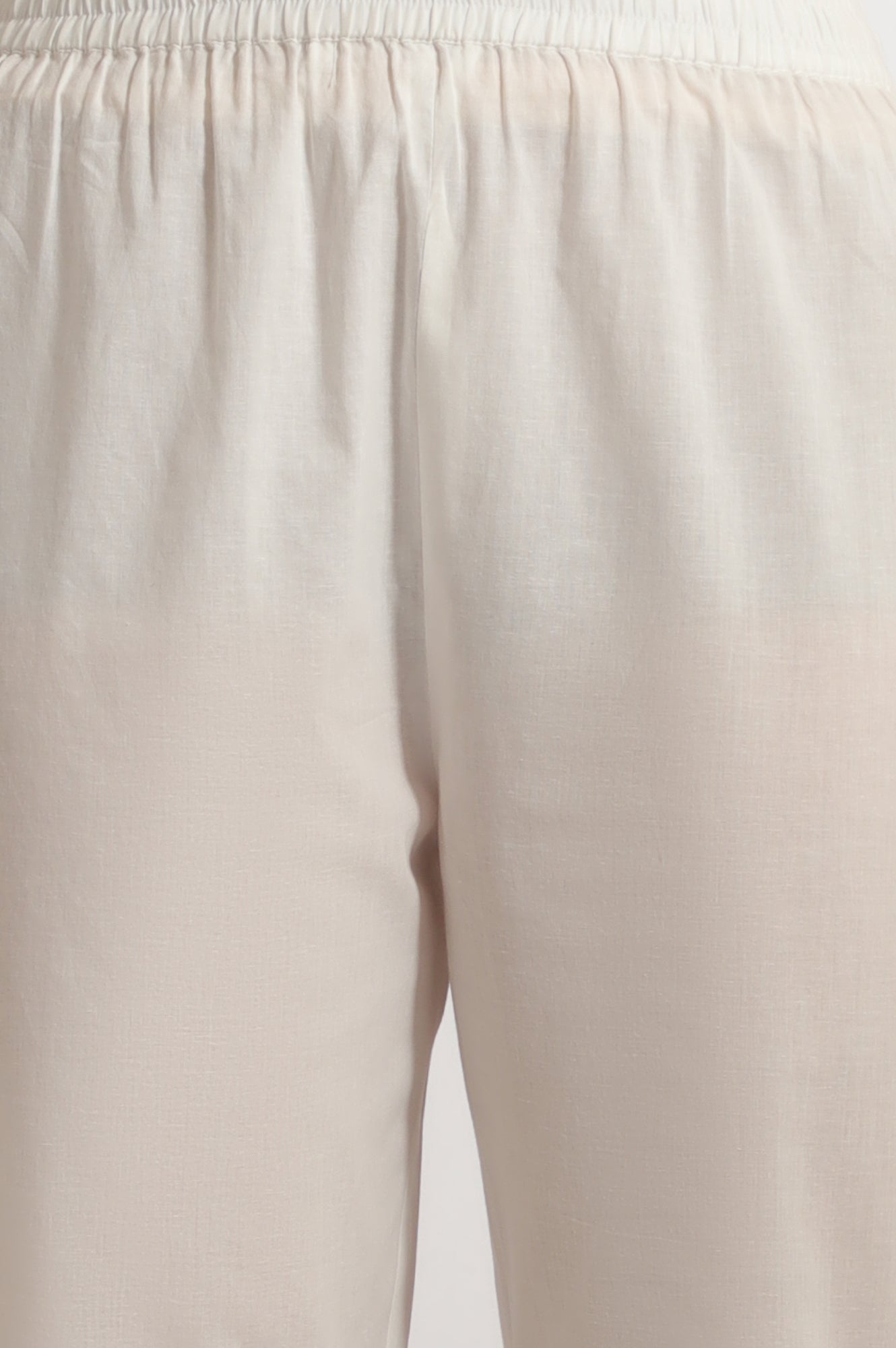 White Floral Printed Cotton Swiss Dot Kurta and Pants Co-ord Set