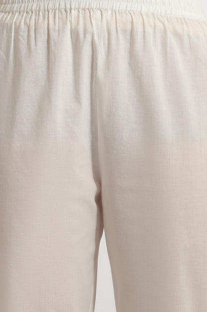 White Floral Printed Cotton Swiss Dot Kurta and Pants Co-ord Set