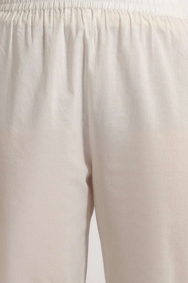 White Floral Printed Cotton Swiss Dot Kurta and Pants Co-ord Set