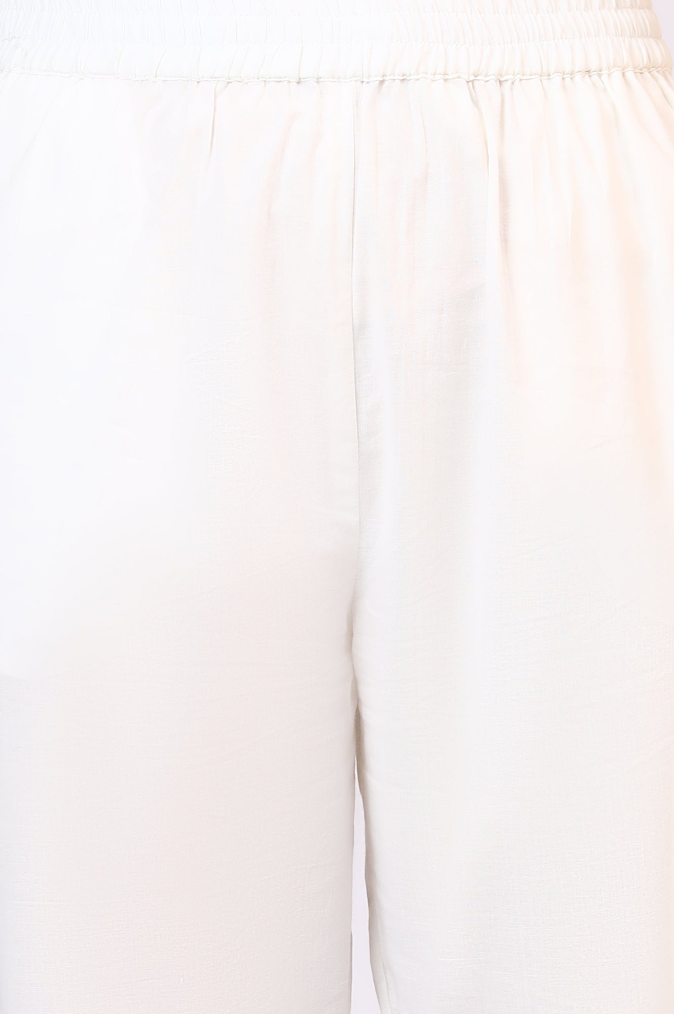 White Floral Printed Crinkle Cotton Flared Kurta, Pants and Dupatta Set