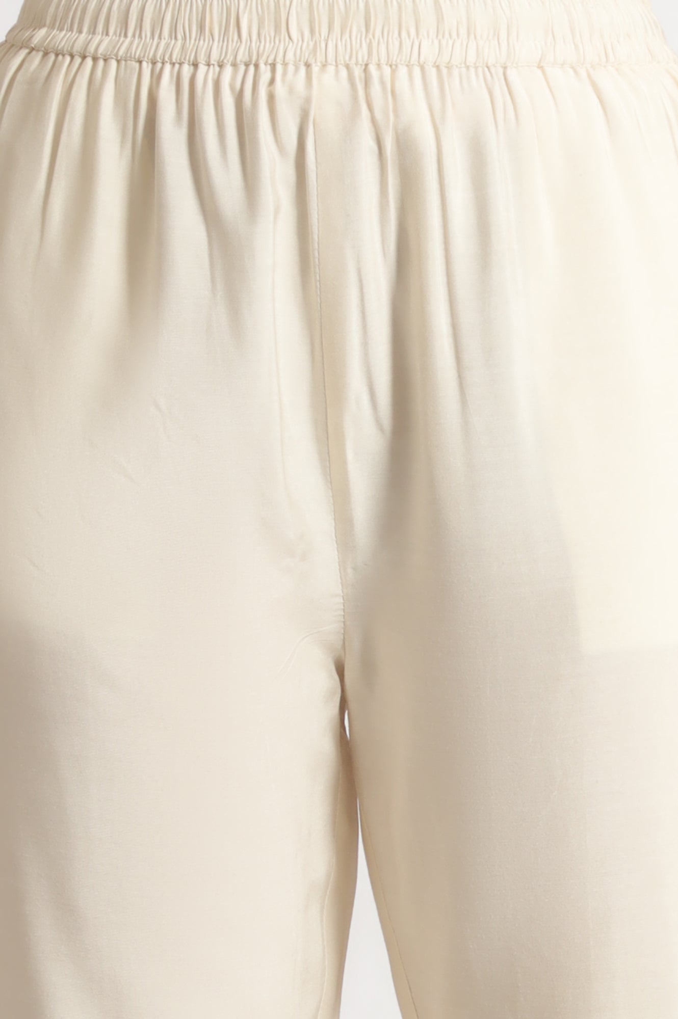 Cream Floral Printed Flared Organza Kurta, Pants and Dupatta Set