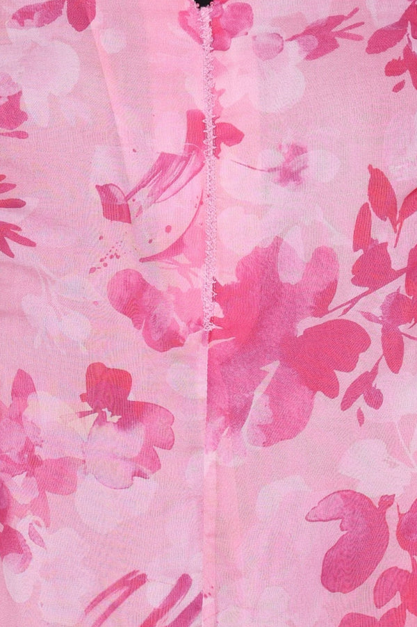 Pink Floral Printed Organza Straight Kurta with Pants and Dupatta Set