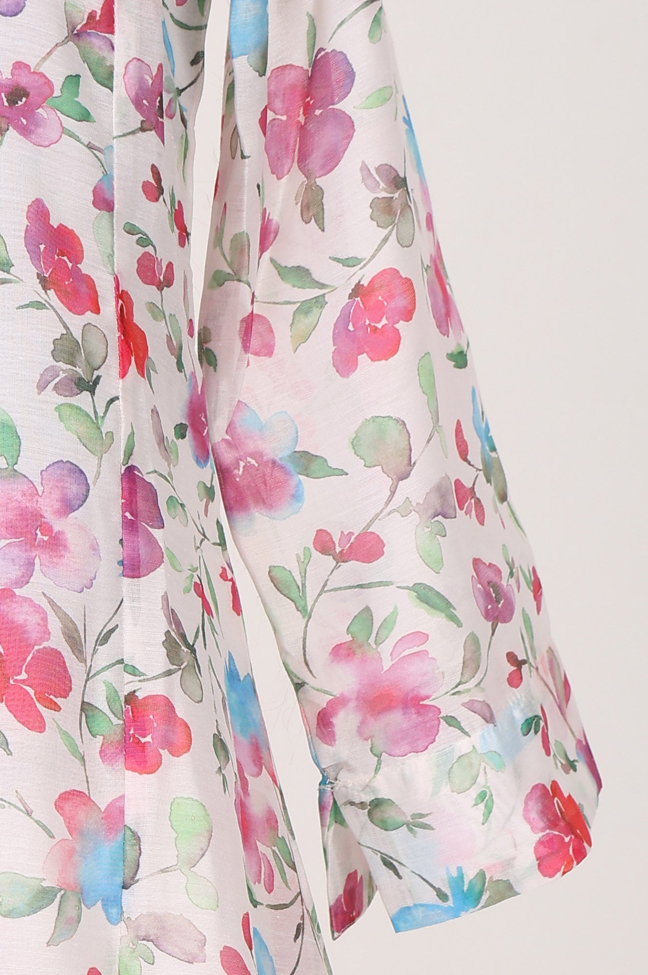Off White Floral Printed Chanderi Straight Kurta with Straight Pants and Dupatta Set