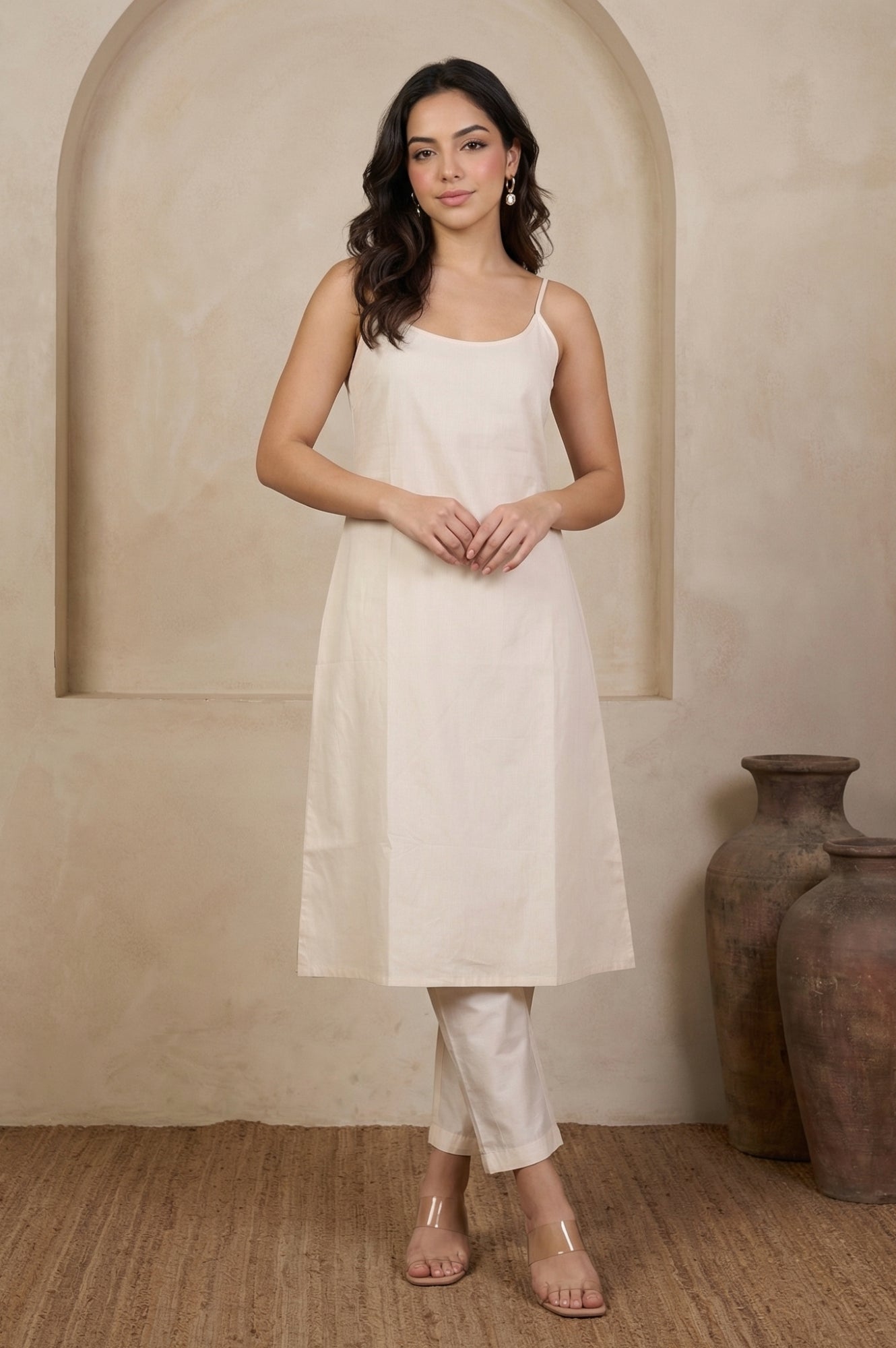 Cream Floral Printed Embroidered Organza Straight Kurta, Inner with Pants and Dupatta Set