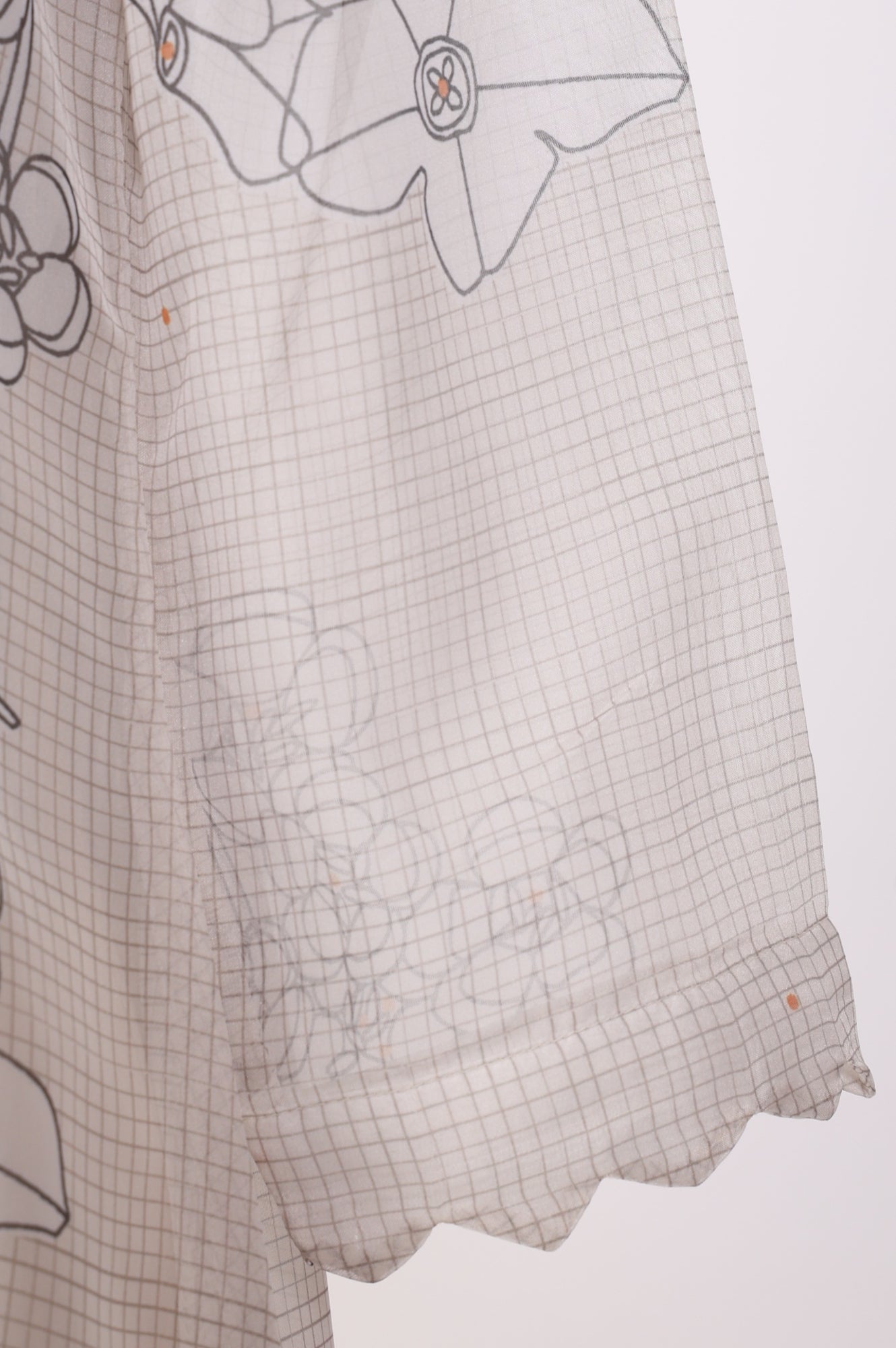 Cream Floral Printed Embroidered Organza Straight Kurta, Inner with Pants and Dupatta Set
