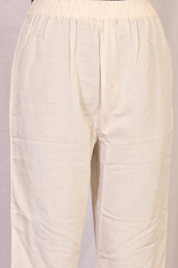 Beige Embroidered Rayon Straight Kurta with Pants Set