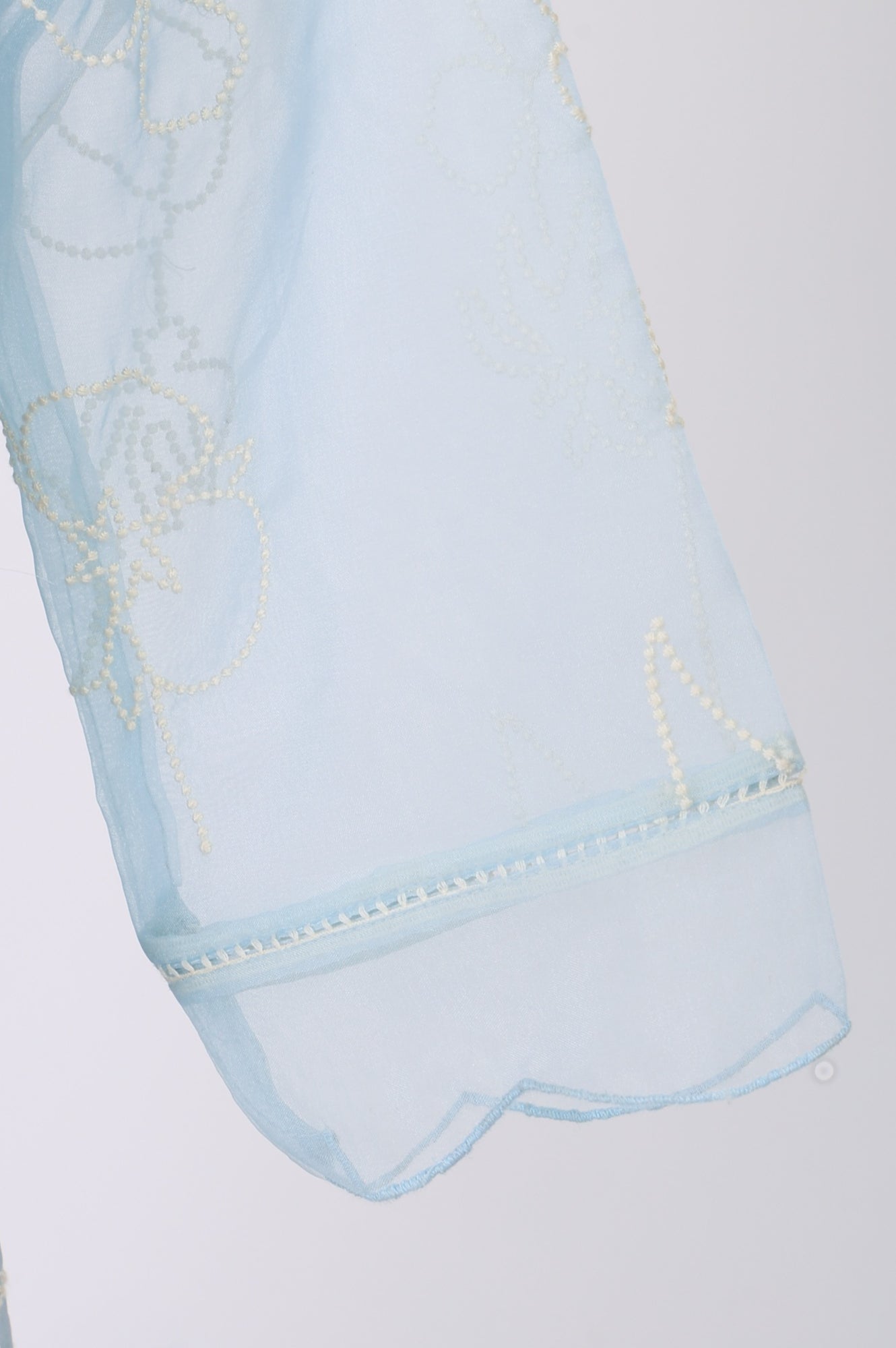 Blue Thread Embroidered Organza Straight Kurta with Pants and Dupatta Set