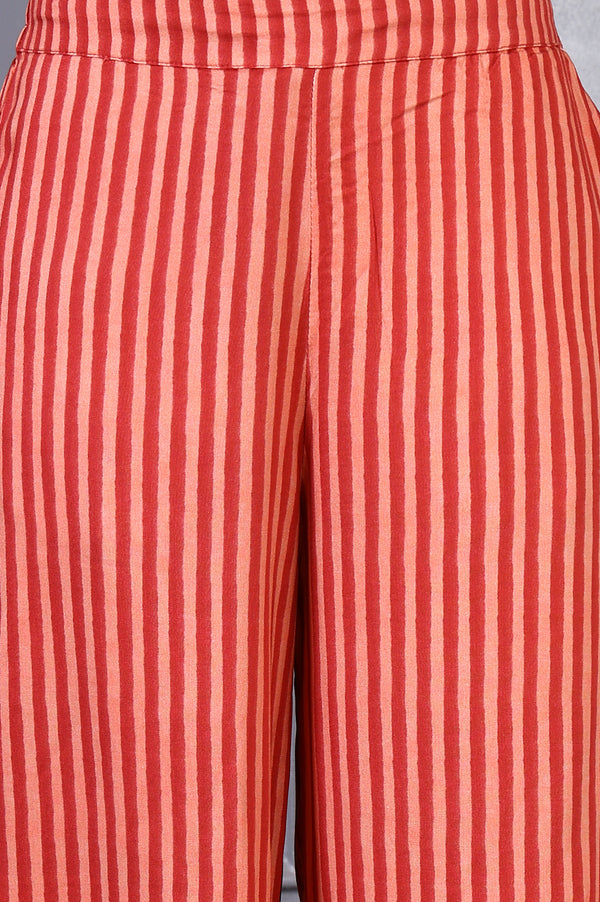 Orange Floral Printed Lace Organza A-line Sheer Kurta, Crop Top and Pants Set