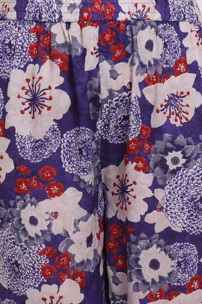 Purple Floral Printed Modal Straight Kurta and Pants Co-ord Set