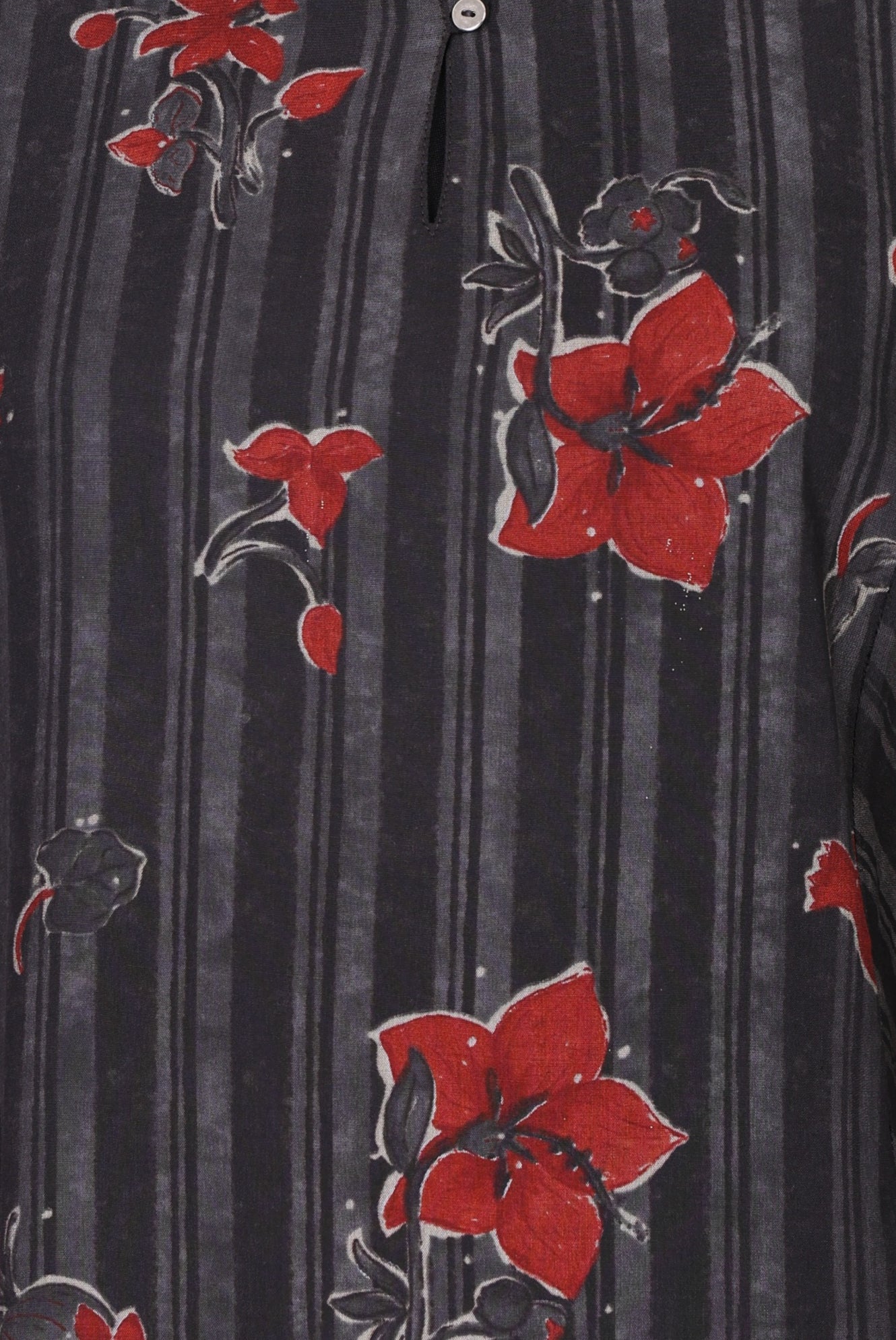 Charcoal Black Floral Printed Crepe Straight Kurta with Straight Pants Co-ord Set