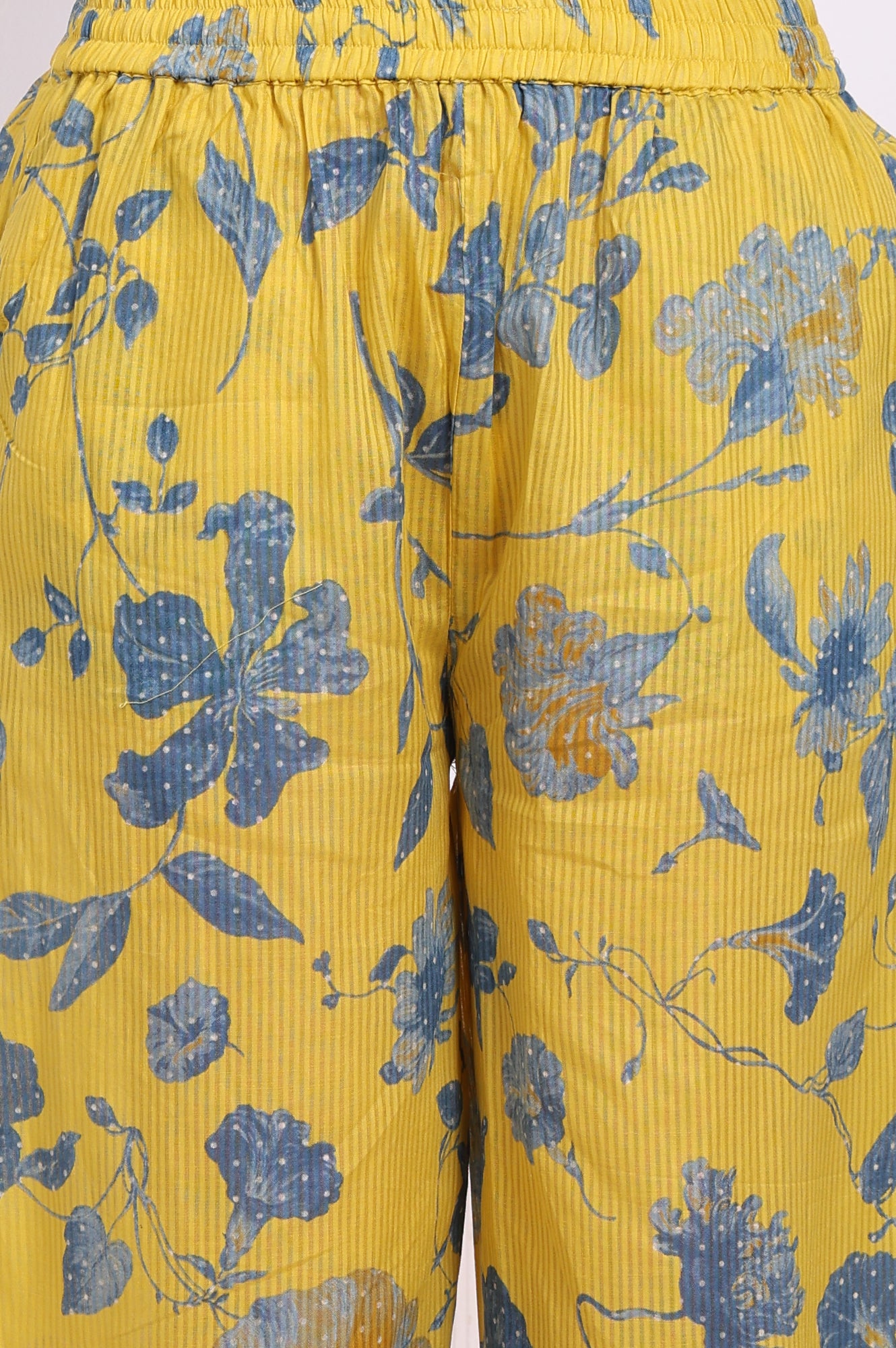 Yellow Bold Floral Printed Pure Cotton Straight Kurta, Parallel Pants and Dupatta Set