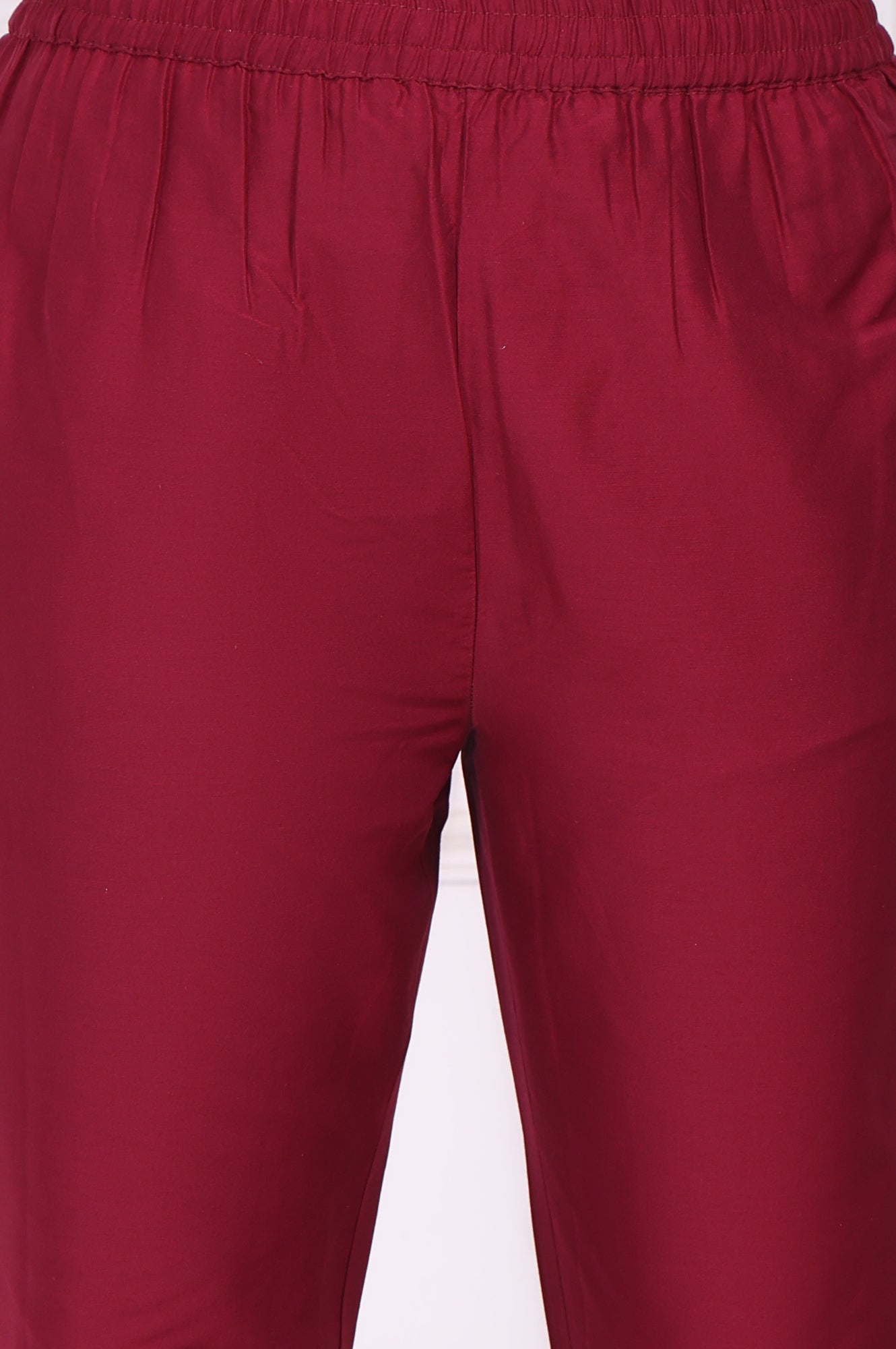 Maroon Embroidered Flared Kurta