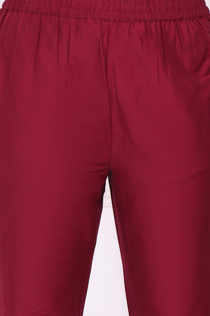 Maroon Embroidered Flared Kurta