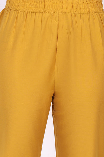 Yellow Embroidered Straight Kurta and Pants Co-ord Set