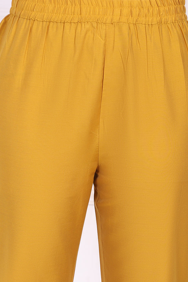 Yellow Embroidered Straight Kurta and Pants Co-ord Set