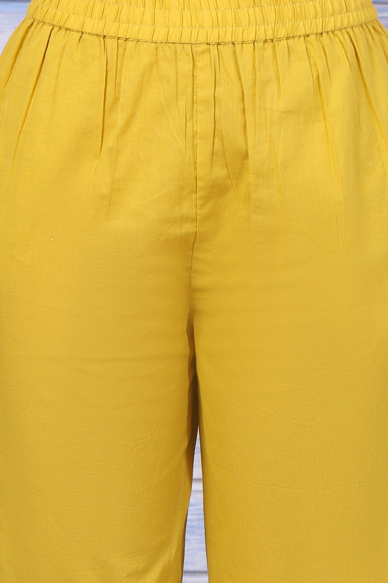 Yellow Polka Printed Thread Embroidered Cotton Dot Texture A-Line Kurta, Straight Pant And Dupatta Set