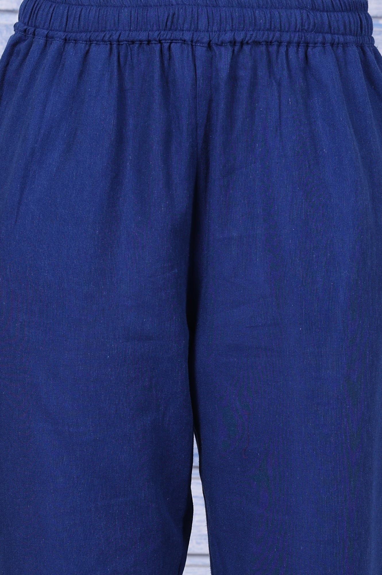 Blue Floral Printed Beads Rayon Flax Straight Kurta And Straight Pant Set