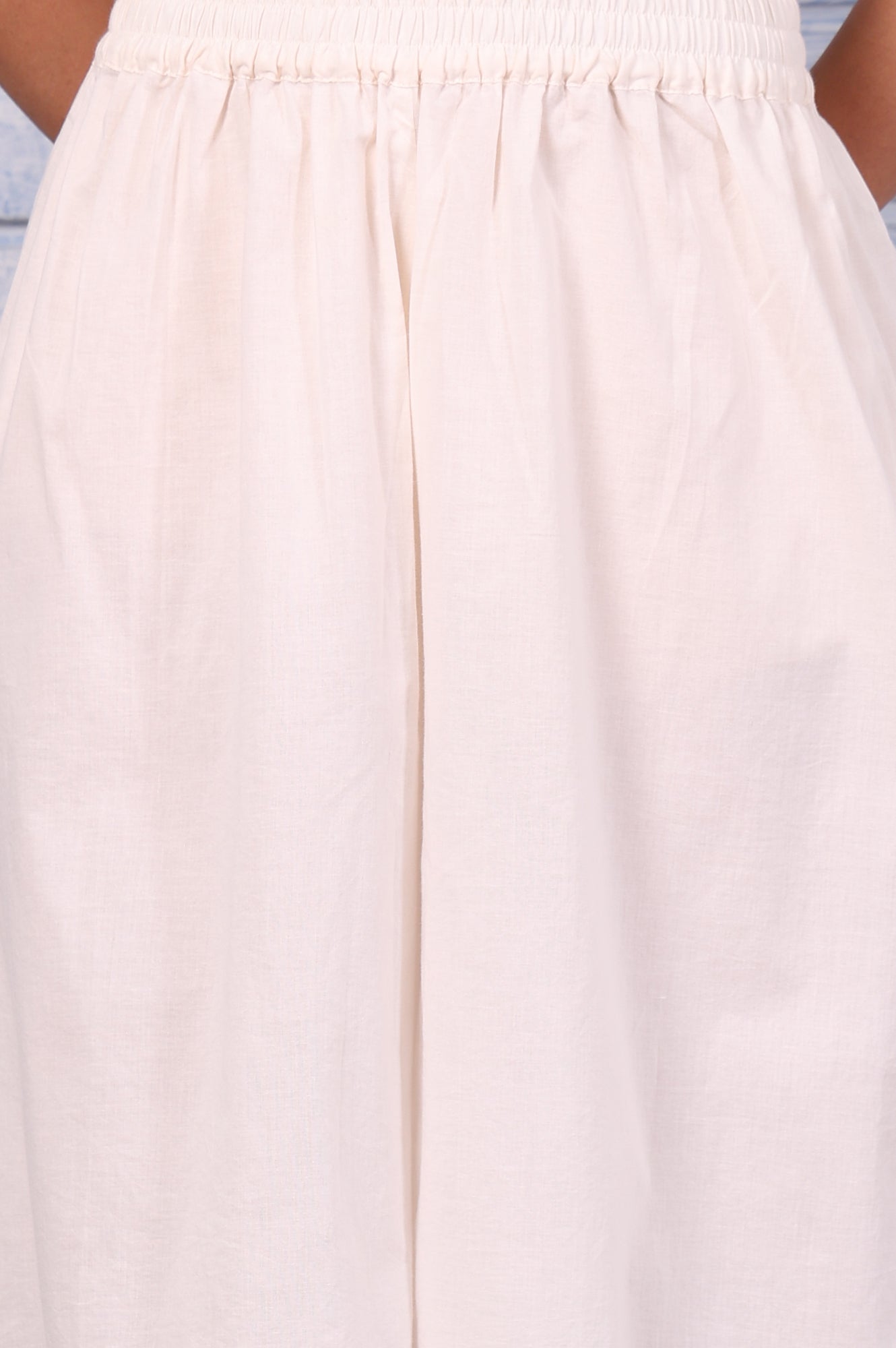 White Embroidered Printed Chanderi Flared Kurta, Palazzo And Dupatta Set