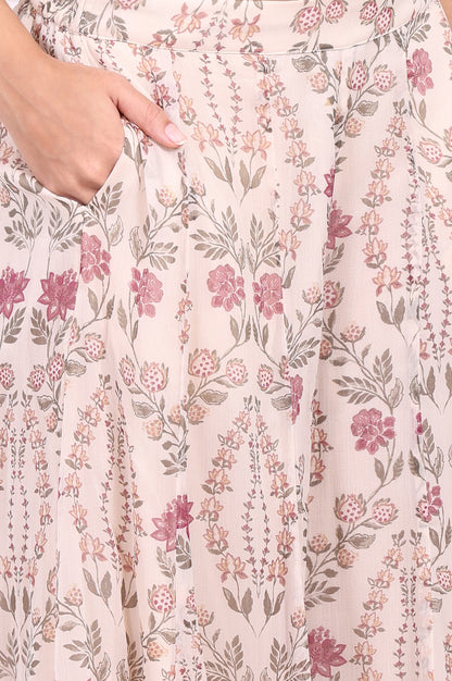 White Embroidered Straight Cotton Kurta with Flared Pant and Dupatta Set