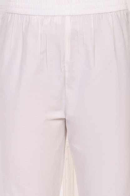 Off-White Embroidered Straight Tissue Kurta with Straight Pant Set