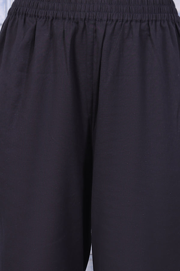 Black Floral Printed Beads Organza Flared Kurta, Cropped Flared Pants And Dupatta Set