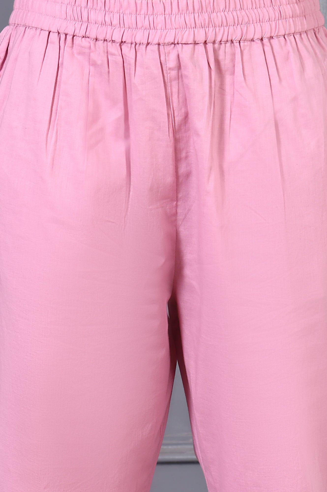 Pink Floral Printed Pintuck Yoke Chiffon Straight Kurta and Pants Co-ord Set