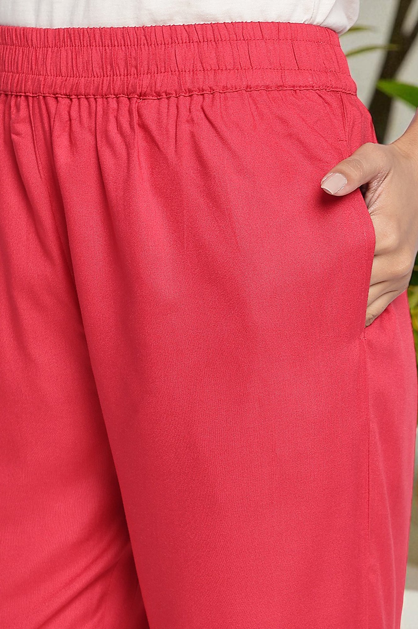 Red Embroidered Printed Organza Straight Kurta, Straight Pant and Dupatta Set