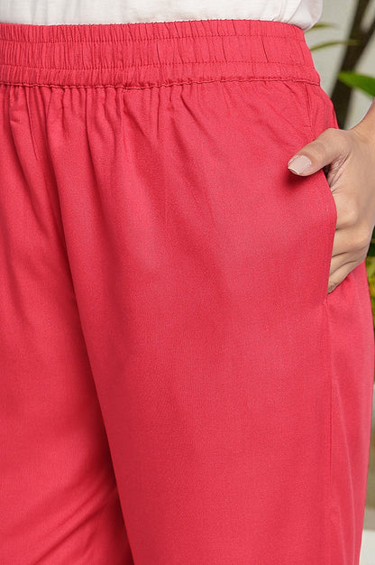 Red Embroidered Printed Organza Straight Kurta, Straight Pant and Dupatta Set