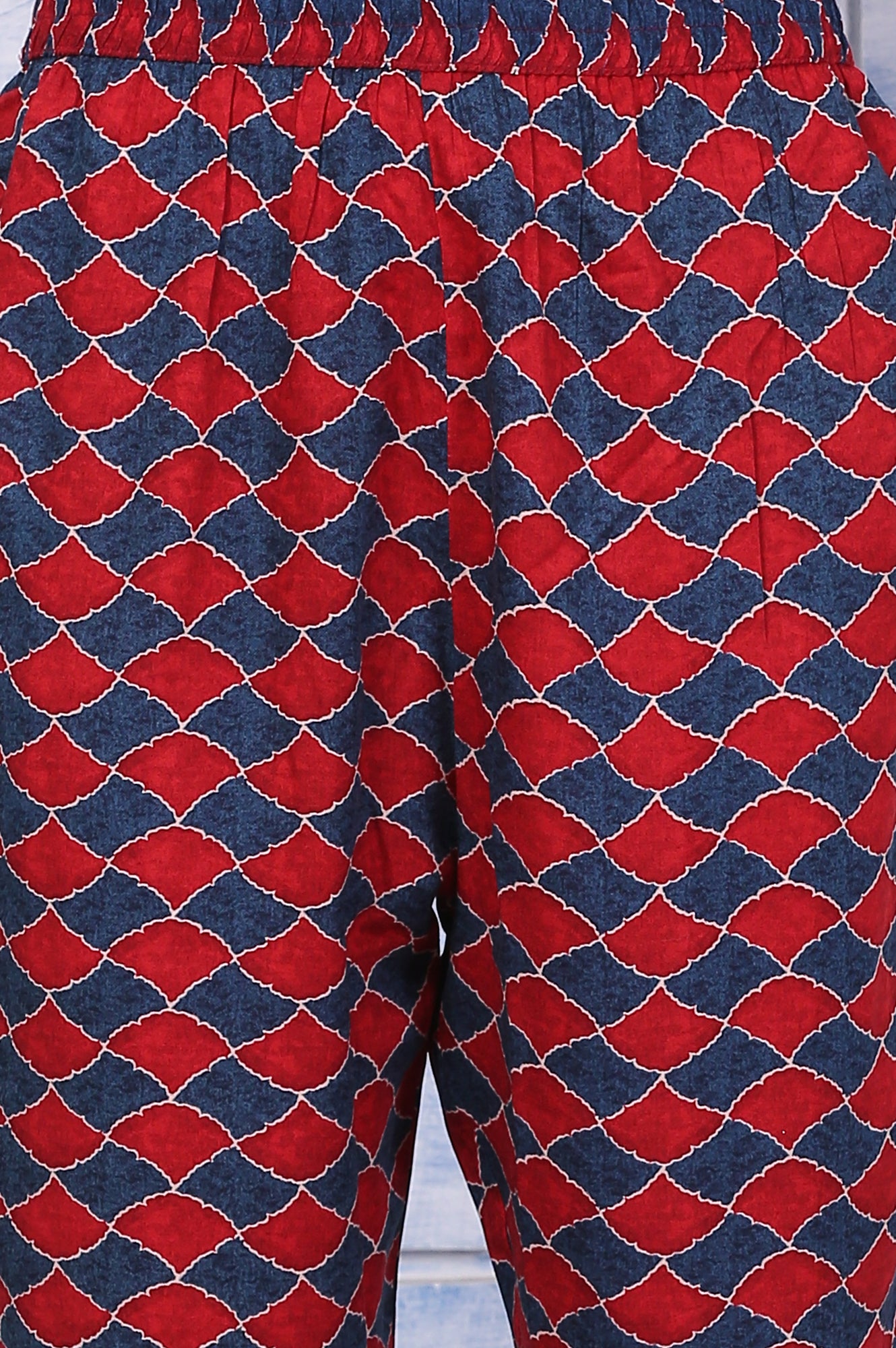 Blue Printed Modal Straight Kurta, Pants and Dupatta Set